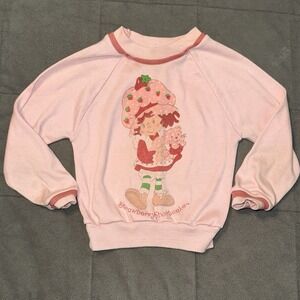 Vintage Strawberry Shortcake & Custard Toddler 3T Long Sleeve Shirt 90s Raglan